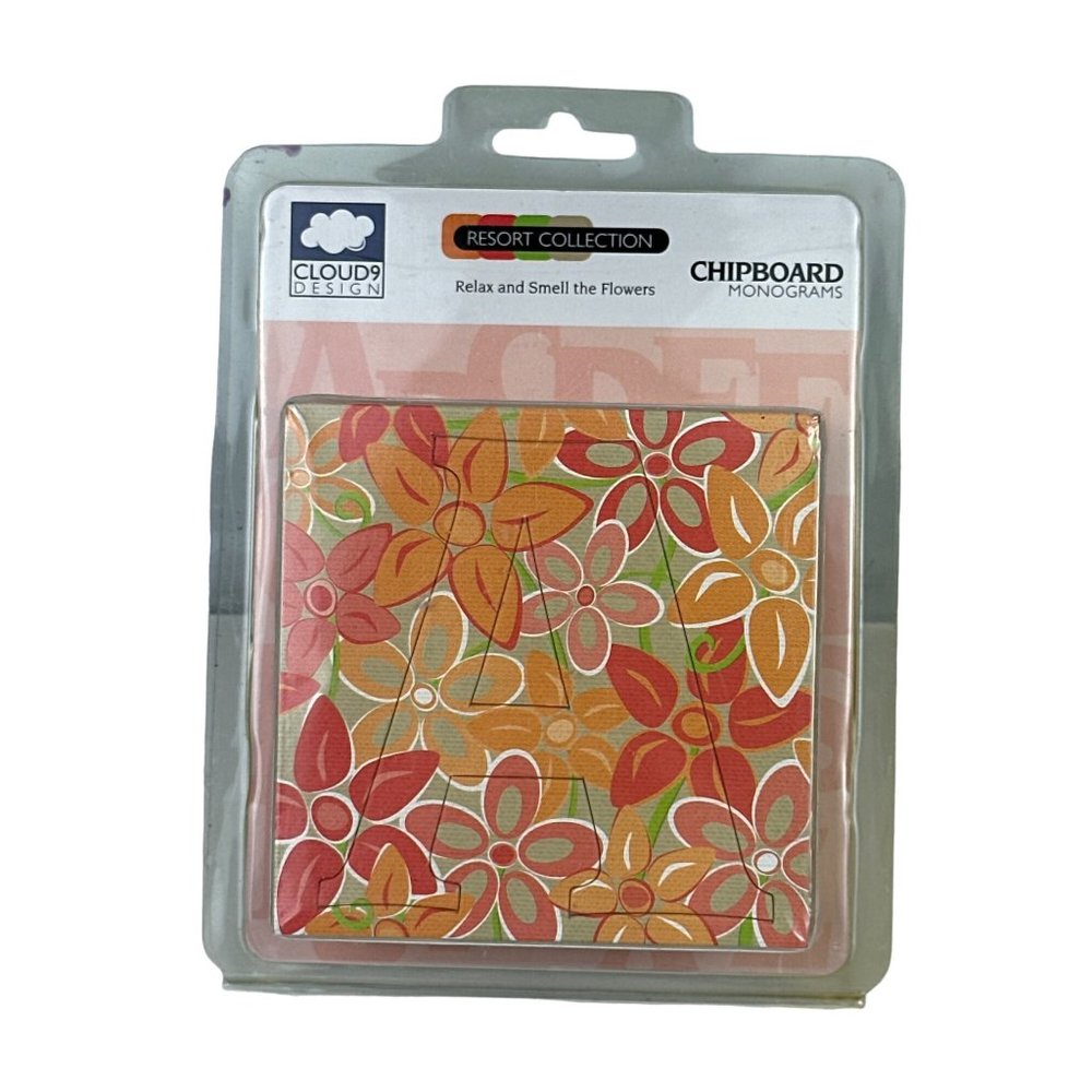 Cloud 9 Designs 3.5" Chipboard FLORAL Monograms Alphabet ~ Pink Orange Peach